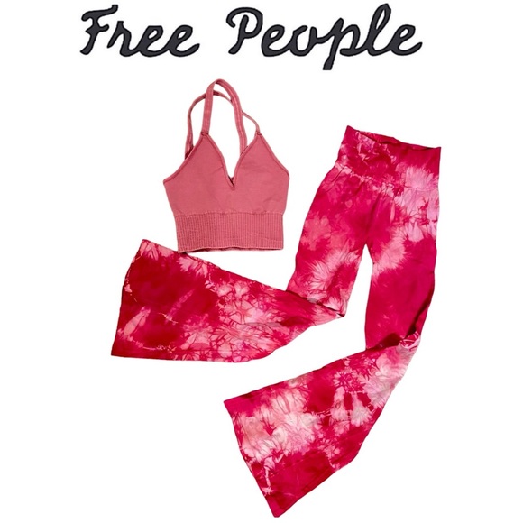 Free People Pink Tie-Dye Flare Pants - Picture 9 of 9